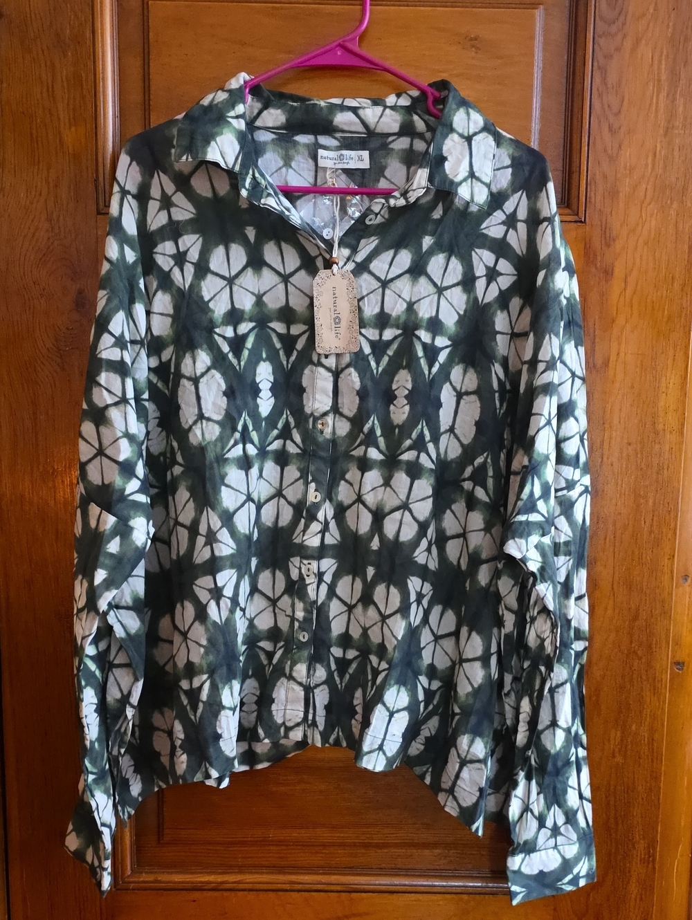 Natural Life Tie Dye Ovrszd Button Down M L XL